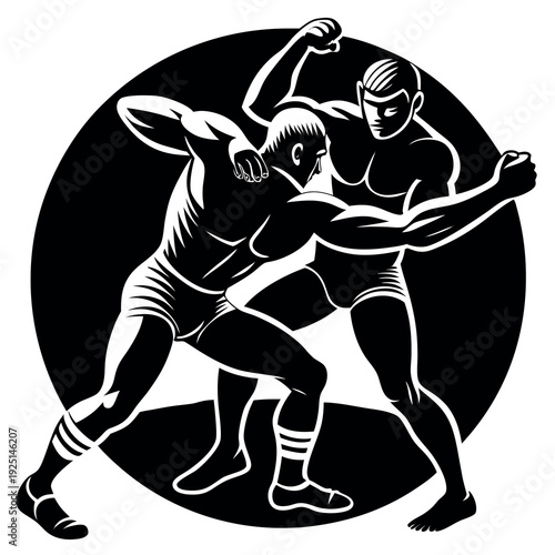 Isolated wrestling on white background 