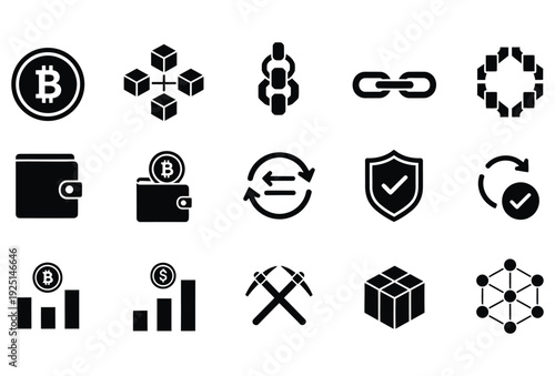 Crypto Finance Icons Set Glyph Vector Pack