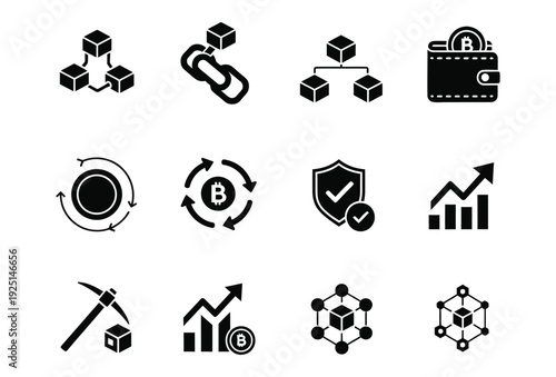 Crypto Finance Icons Set Glyph Vector Pack