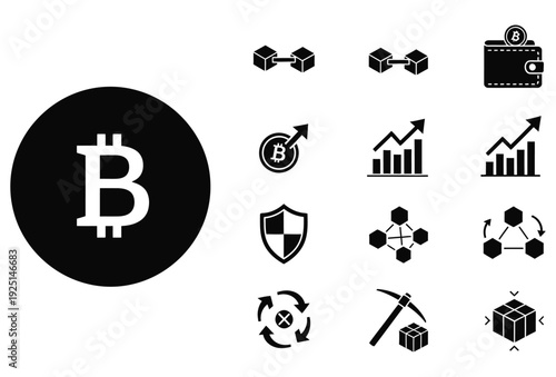 Crypto Finance Icons Set Glyph Vector Pack