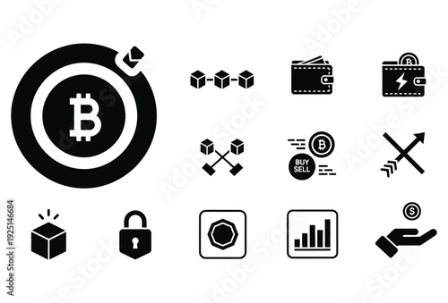 Crypto Finance Icons Set Glyph Vector Pack