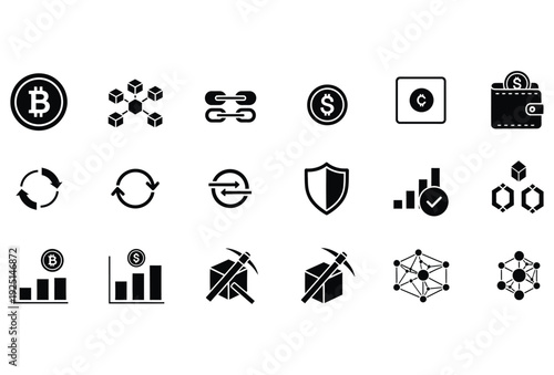 Crypto Finance Icons Set Glyph Vector Pack