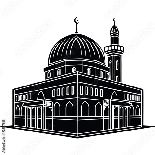 Palestine "Al Aksa" mosque black silhouette 