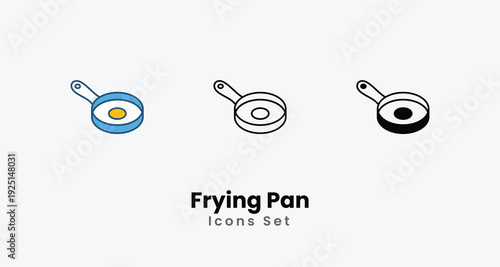 Frying Pan icons vector set stock illustration