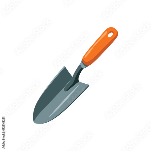 Garden trowel icon, landscaping expo graphics, soil turning demo session, transplant technique event, backyard tools catalog vector illustration set