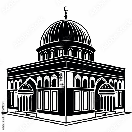 Palestine "Al Aksa" mosque black silhouette 