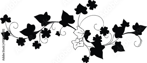 A decorative flourish design in black and white, characterized by its elegant swirls and pointed leaves. This type of design is often used to add a touch of sophistication and visual interest to graph
