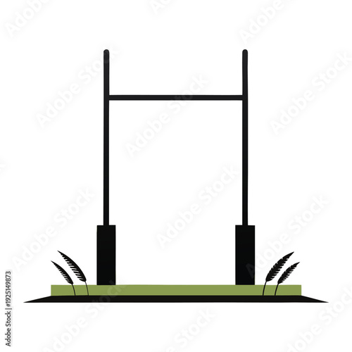 American Football Goal Post with Ball Flat Vector Icon Design.