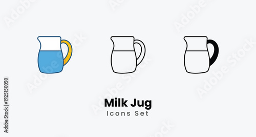 Milk Jug icons vector set stock illustration