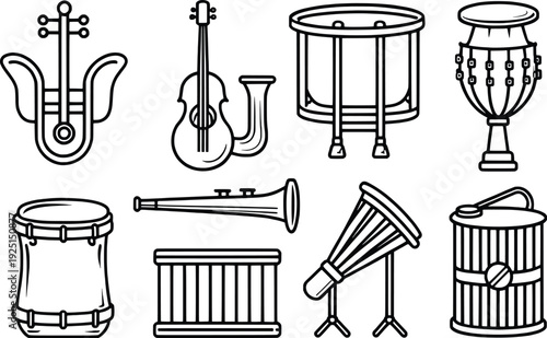 Various-musical-instruments-illustrated-in-a-simple-line-drawing-style