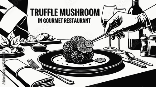 rare truffle mushroom presented in a luxury restaurant environment representing gourmet cuisine fine dining and high value culinary ingredients