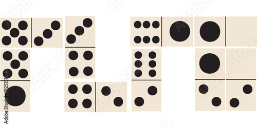 Domino, complete set of dominoes. Transparent, with outlines. Vector, graphic, design, Cutting, printing, subwoofer, laser engraving