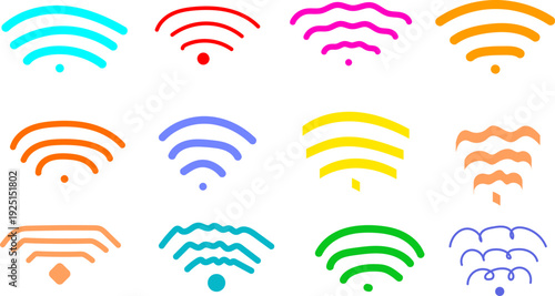 Wi Fi Signal Icons Set Modern Wireless Network Symbol Collection Isolated on Transparent Background