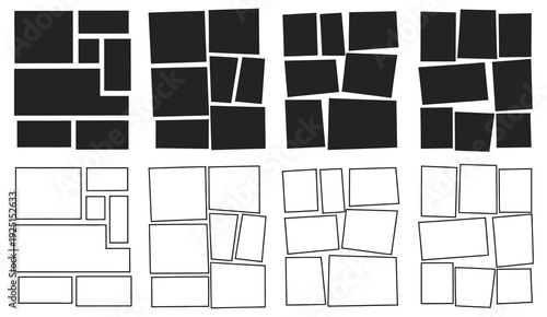 6 Photo Collage Mockup Frame, Image Collage Layout Template for Photo Album Memory Wall Banner Poster Flyer Brochure Vector Illustration