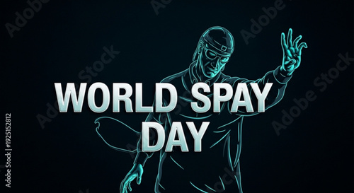 World spay day awareness illustration with a person holding a pet promoting animal sterilization