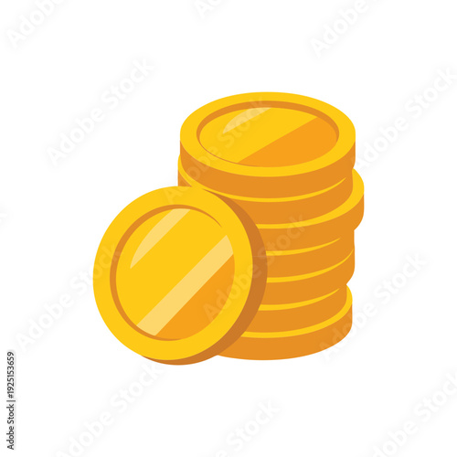 Gold coin stack illustration for finance infographic, savings campaign, ecommerce sale banner, reward points event, money concept, marketing design