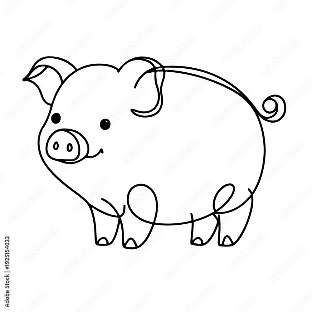 Obraz premium pig one line art continuous vector illustration