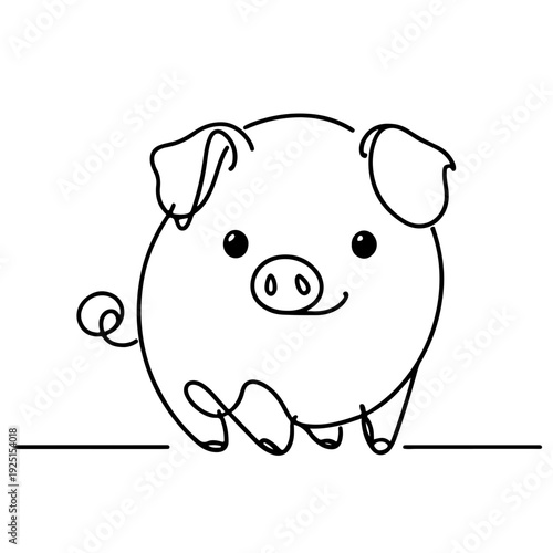 pig one line art continuous vector illustration