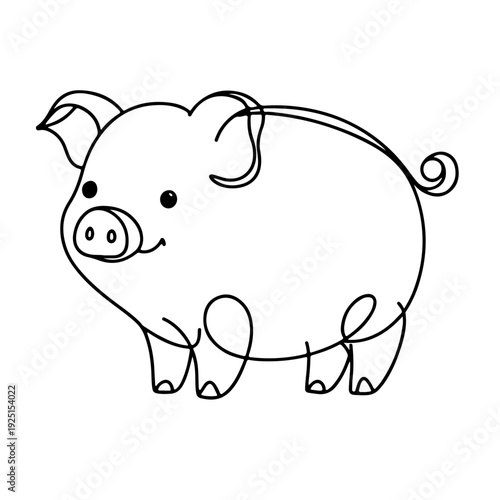 pig one line art continuous vector illustration
