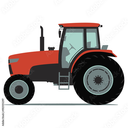 red tractor isolated
