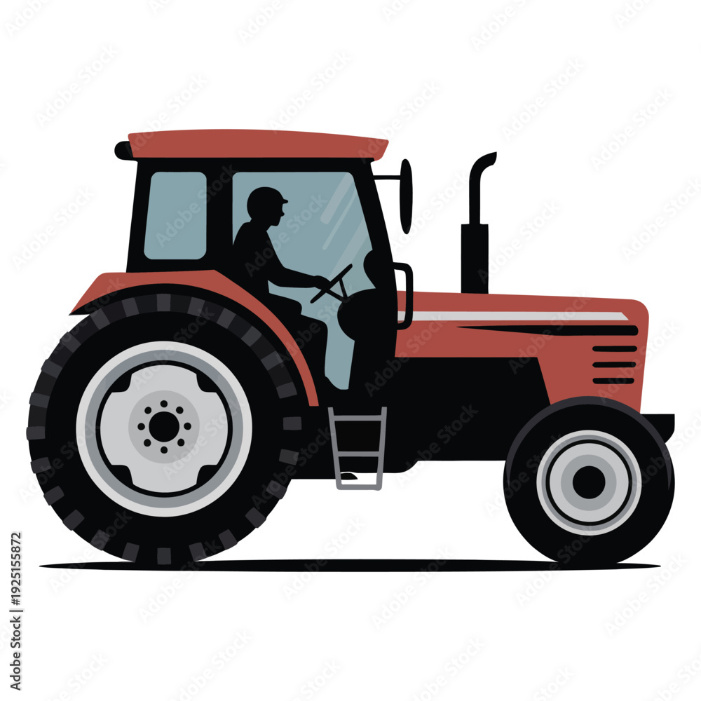 Obraz premium red tractor isolated