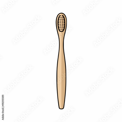 Natural Bamboo Toothbrush with Light Brown Handle and Textured Bristles Against a Clean White Background Promoting Eco-Friendly Oral Hygiene