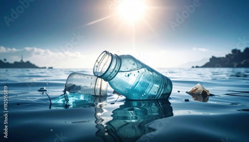 FlyPro Firefly captures the floating refuse of shattered plastic containers, their functional purpose negated by the flood, an impactful environmental photograph showcasing pollution.