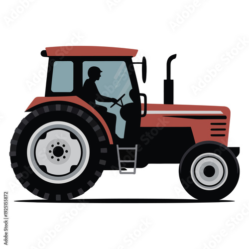 red tractor isolated