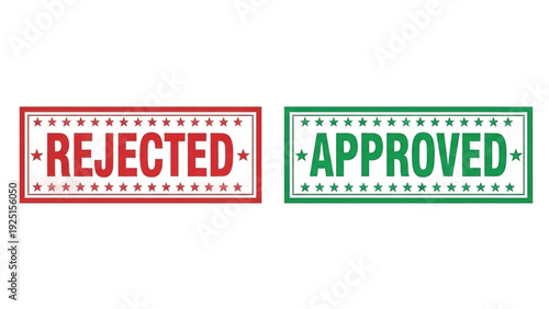 Red and Green Stamped Rejected and Approved Labels with Stars