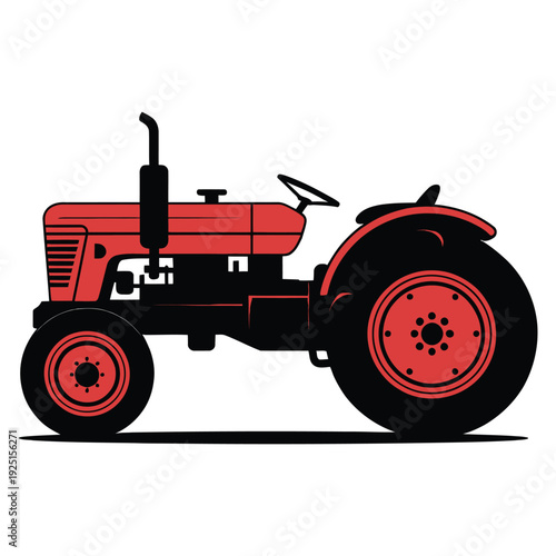 red tractor isolated on white