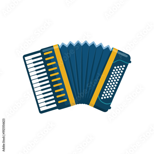 Accordion musical instrument vector for folk music festival poster, concert flyer, dance party banner, traditional performance branding, cultural design asset