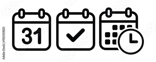 Simple calendar icons for planning and organization needs