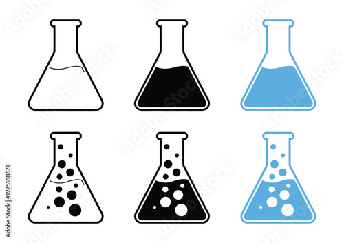 Chemical Laboratory Icon Set, Science Laboratory Equipment Vector Icons Flask Beaker Test Tube Chemistry Research Education
