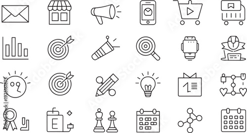 Collection of various flat design icons and symbols for everyday use and activities