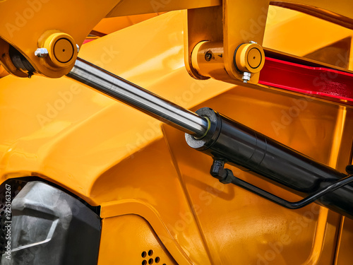 Tableau sur toile Close-up view of hydraulic system in construction vehicle showing details of mac