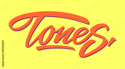 Tones Hand Drawn Lettering Vibrant Typography. Bold Yellow and Red Script for Creative Music and Urban Apparel Design.
