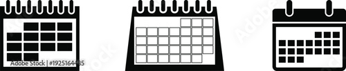 Three different calendar icons on white background