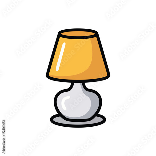 Home lighting expo icon, stylish table lamp for interior design fair, bedroom ambiance workshop, cozy reading corner session graphics vector