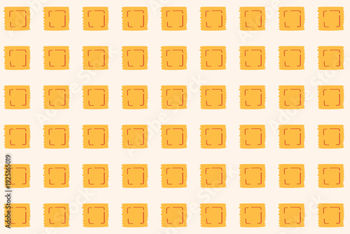 Seamless pattern featuring evenly aligned square ravioli shapes in a clean tiled arrangement. Warm golden color palette on soft neutral background. Perfect for Italian restaurant menus, packaging desi