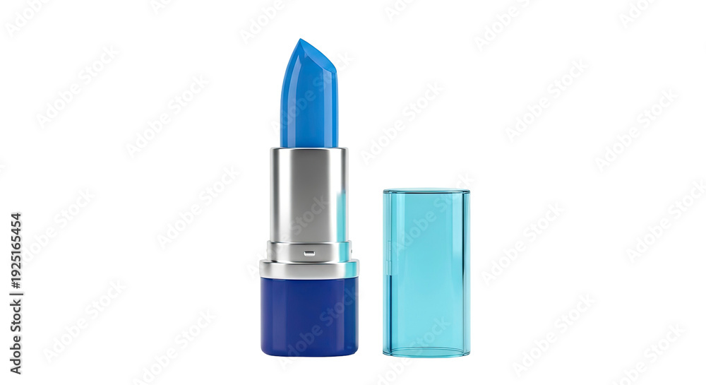 Obraz premium Blue Lipstick with Silver Casing and Translucent Cap