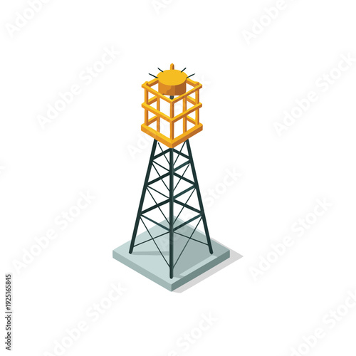 Construction floodlight tower icon, industrial safety lighting vector for night building site, road repair season, engineering project illustration design