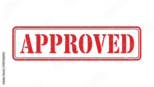 Red Approved Stamp Text on White Background