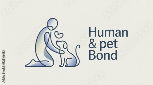 Vector illustration of a person and dog bonding human pet relationship concept with heart