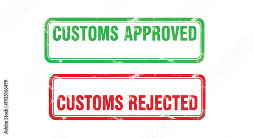 Customs Approved and Rejected Green Red Rubber Stamp Vector