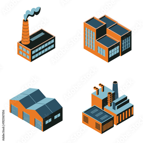 Classic factories with smokestacks, modern plants with glass facades, investment roadshow poster, industrial real estate tour session, manufacturing hub vector