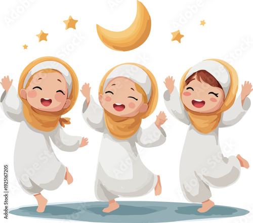 Angel and Devil Cartoon Illustration of People and Family Smiling