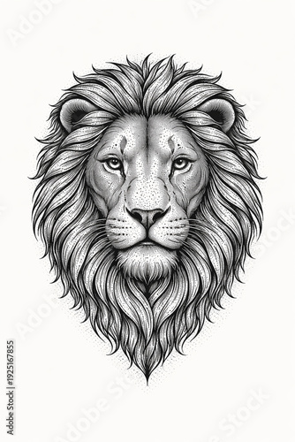Vector Illustration of Stick and Poke Style Tattoo of Lion Face