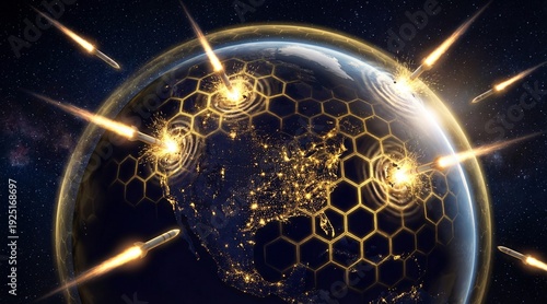 Advanced Golden Dome Missile Defense System: Futuristic Energy Shield Protecting North America from Space for Global Security