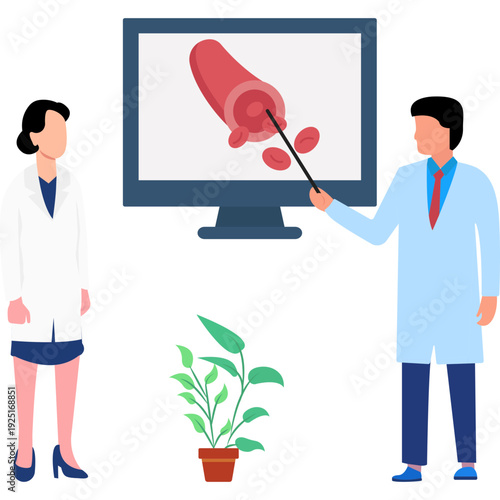Doctor Researching Blood Vessels, Vascular System Medical Illustration, Healthcare Concept