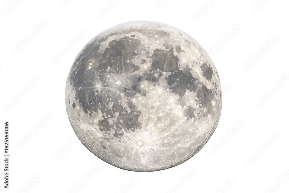 Naklejka premium Full moon surface with craters and transparent background